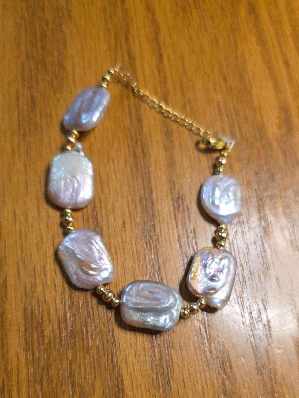 Gold Bead Freshwater Pearl Bracelet
